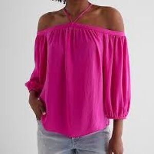 Express Women's Pink Off-Shoulder Top size medium NWT